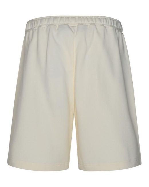 Palm Angels White Ivory Cotton Bermuda Shorts for men
