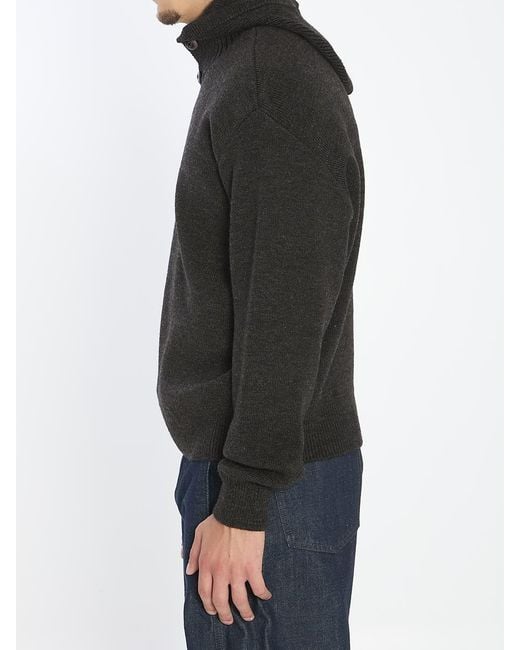 Lemaire Black Hooded Sweater for men
