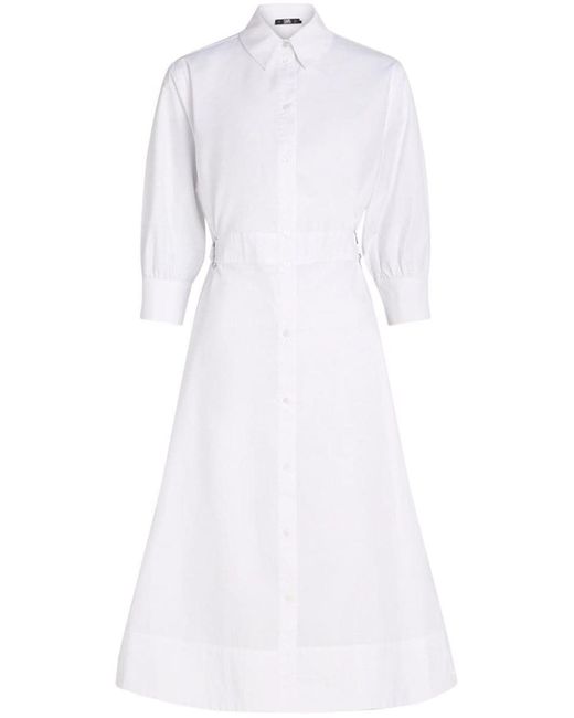Karl Lagerfeld White Organic-cotton Shirt Dress