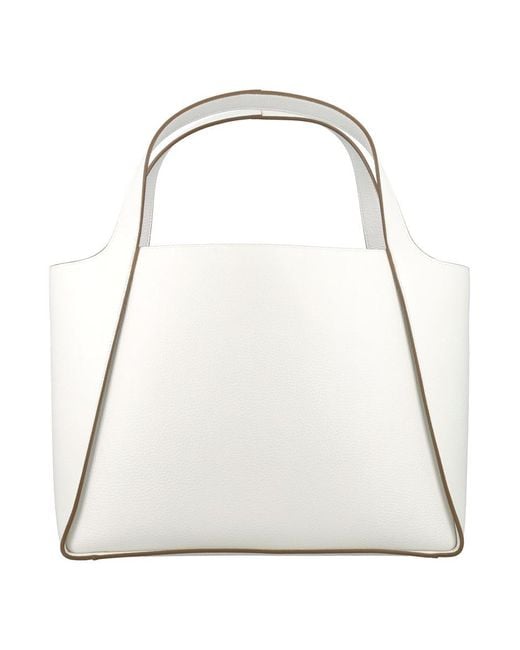 Stella McCartney White Logo Grainy Alter Mat Tote Bag