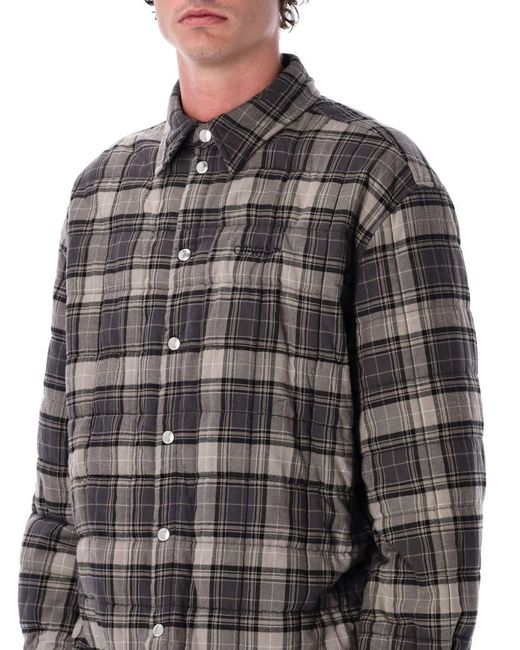 Off-White c/o Virgil Abloh Gray Padded Check Cotton Shirt Jacket With Logo for men