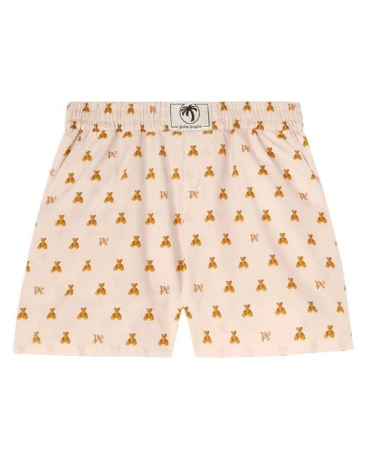 Palm Angels Natural Mini Bear Monogram Shorts