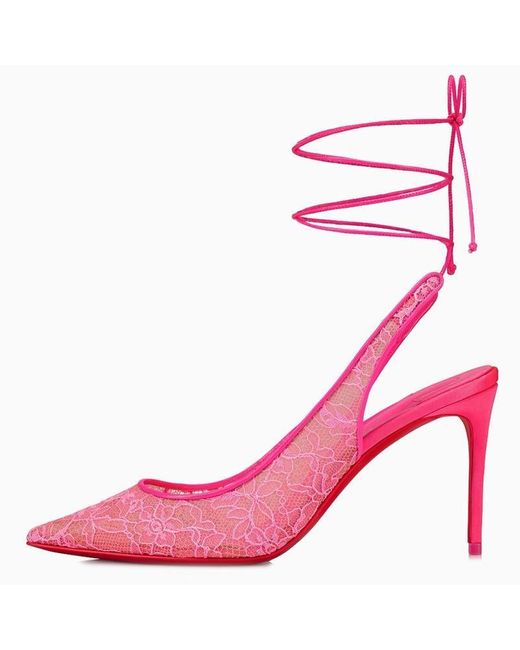 Christian Louboutin Fluo Pink Lace Up Kate Pumps | Lyst