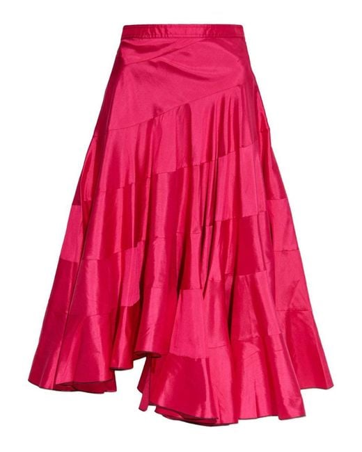 スカート TORY BURCH SILK FLARED MIDI SKIRT Tory Burch Midi Skirts in Pink | Lyst