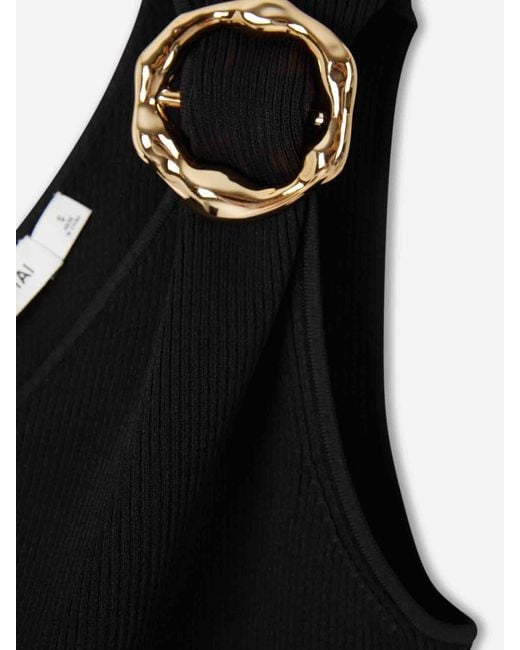 Jonathan Simkhai Black Asymmetrical Ribbed Top