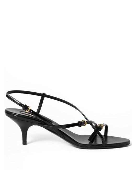 Miu Miu Black Patent Leather Sandals With Buckles Shoes