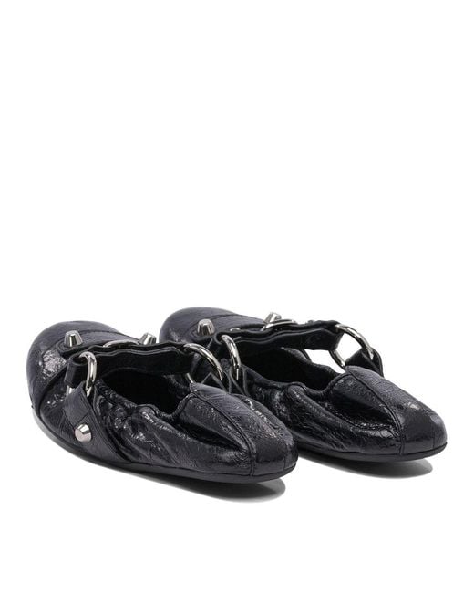 Balenciaga Black City Leather Ballet Flats