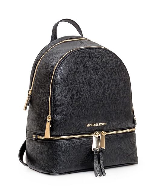 Michael Kors Black Rhea - Medium Leather Backpack