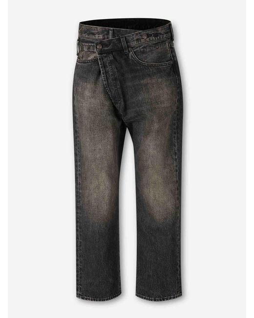 R13 Gray Wide Crossover Jeans