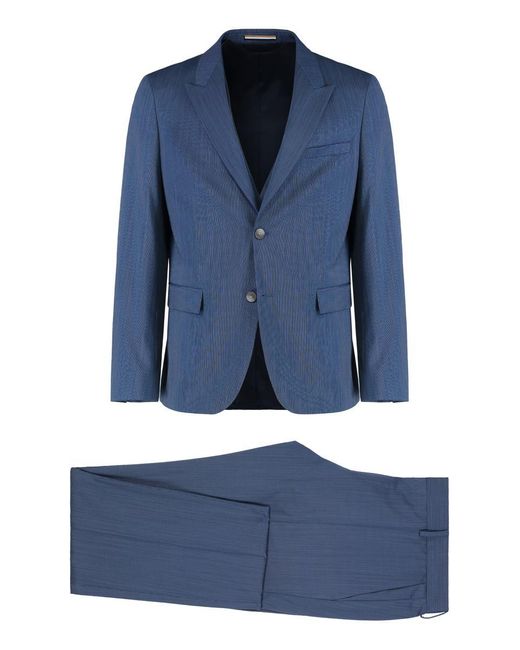 Boss Blue Stretch Wool Blend Three-Pieces Suit for men