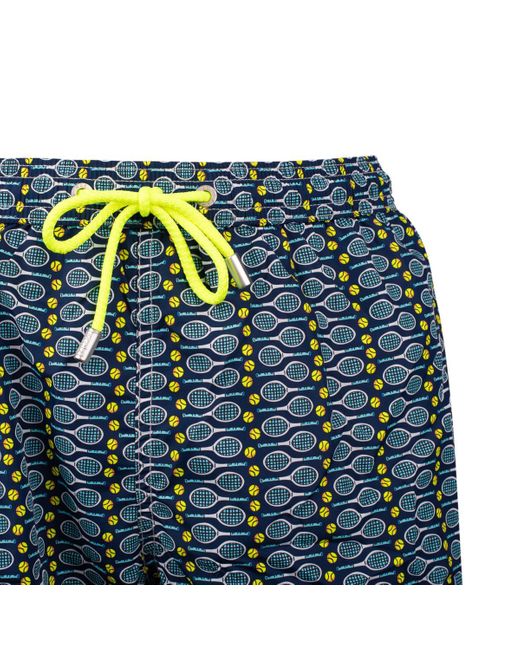 Saint Barth Blue Lighting Micro Fantasy Lightweight Fabric Swimsuit With Tennis Print for men