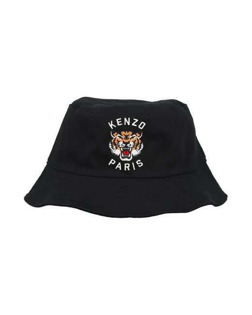 KENZO Black Varsity Bucket Hat for men