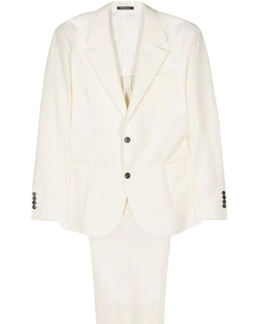 Emporio Armani Natural Single-breasted Linen Blend Suit for men