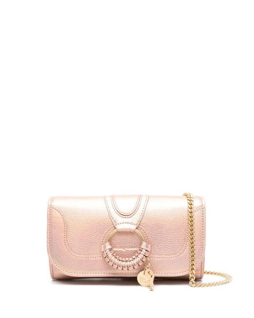 See By Chloé Pink See By Chloé Hana Leather Wallet On Chain