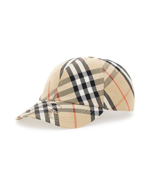 Burberry White Baseball Cap With Check Motif And Equestrian Knight Embroidery for men