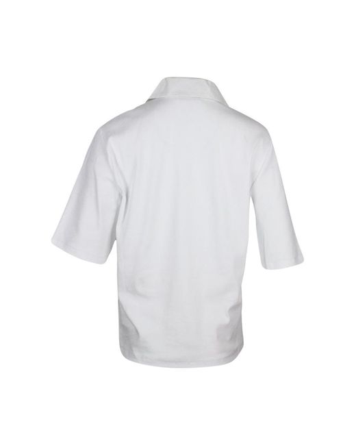 Fabiana Filippi White Short-Sleeved Polo T-Shirt With Collar Made Of Jersey Cotton On The Front And Ribbed On The Back. Point Of Light On The Neckline