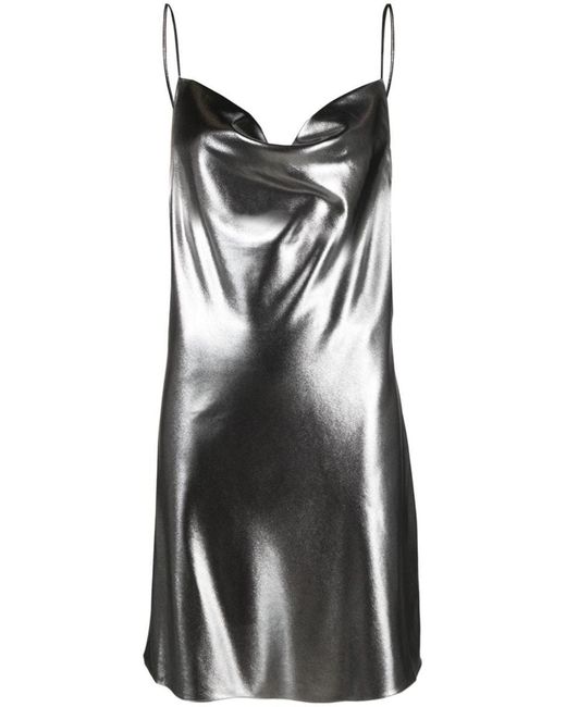 ROTATE BIRGER CHRISTENSEN Black Rotate Metallic Mini Slip Dress