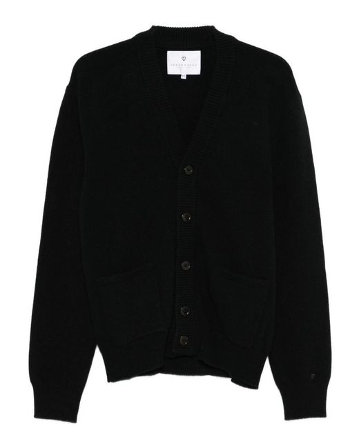 Seven Gauge Black Cardigan In Pure Wool for men
