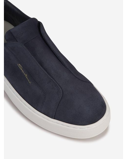 Santoni Blue Slip-on Sneakers for men