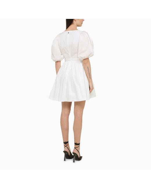 ROTATE BIRGER CHRISTENSEN White Mini Dress With Puff Sleeves