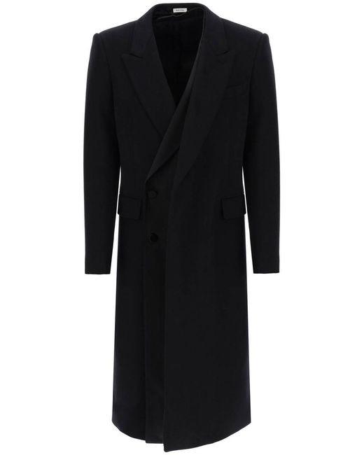 Alexander McQueen Black Trompe L'oeil Double-breasted Coat for men