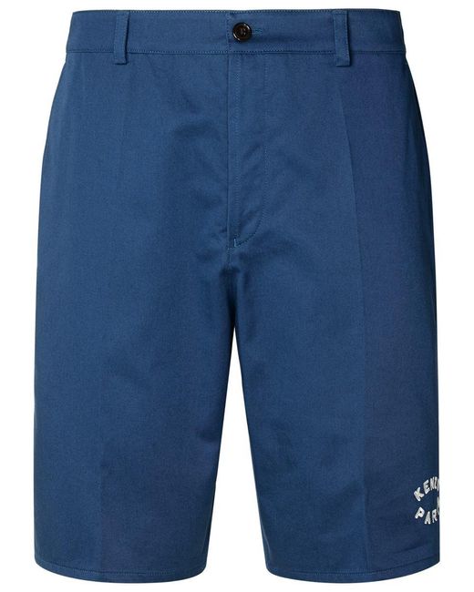 KENZO Blue Cotton Bermuda Shorts for men