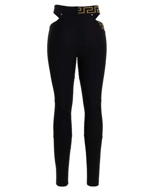 Versace Greca Crossover Waistband leggings in Black