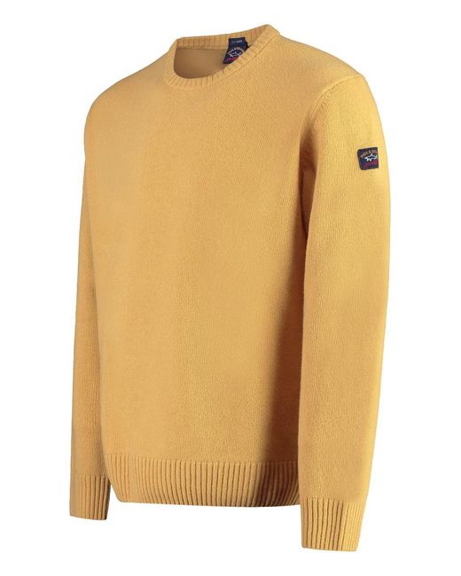 Paul & Shark Yellow Crew-neck Wool Sweater for men