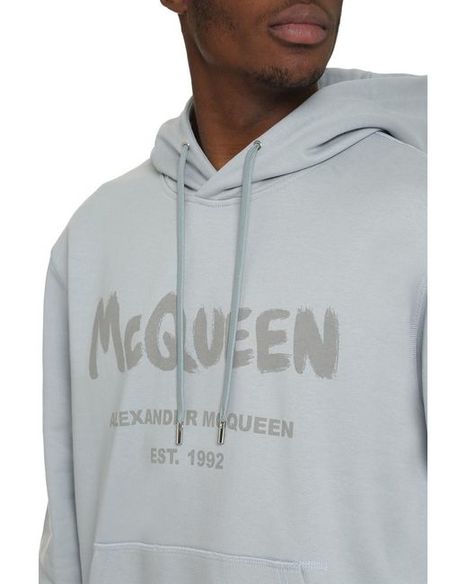 Alexander McQueen Blue Cotton Hoodie for men