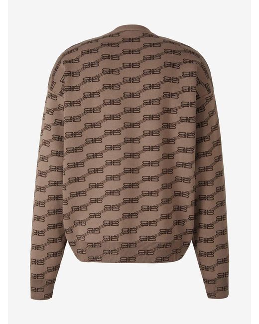 Balenciaga Brown Monogram Cotton Sweater for men