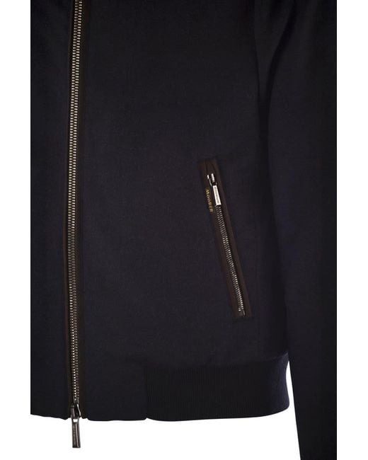 Moorer Blue Bellati-ls9 - Padded Bomber Jacket In Wool And Cashmere for men