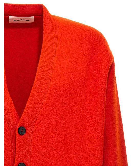 Jil Sander Red Wool Cardigan Sweater, Cardigans for men