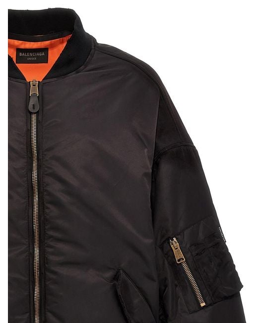 Balenciaga 'Off Shoulder' Bomber Jacket in Black | Lyst