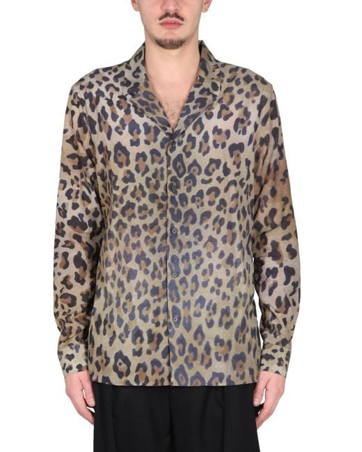 Balmain Black Leopard Printed Pyjama Shirt for men