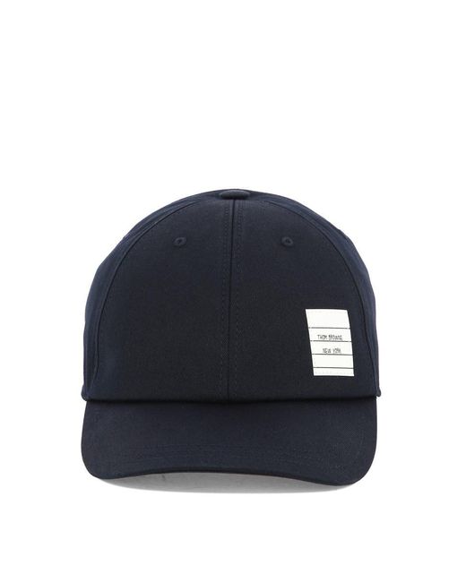 Thom Browne Blue Baseball Cap With Logo Patch for men
