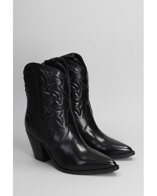 Julie Dee Black Texan Ankle Boots