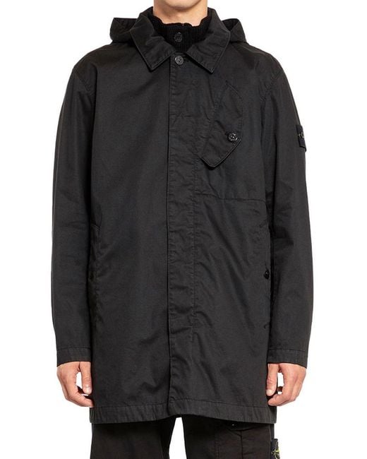Stone Island Black Windbreaker Jackets for men