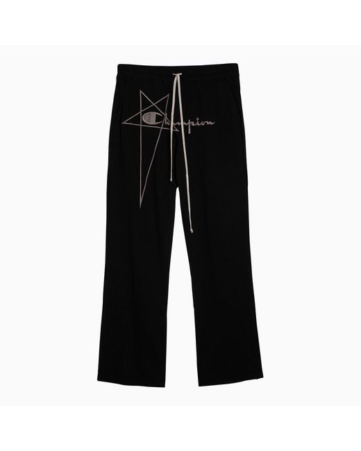 Rick Owens Black Dietrich Drawstring Jogging Trousers With Logo for men