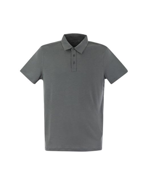 Majestic Filatures Gray Short-sleeved Polo Shirt In Lyocell for men