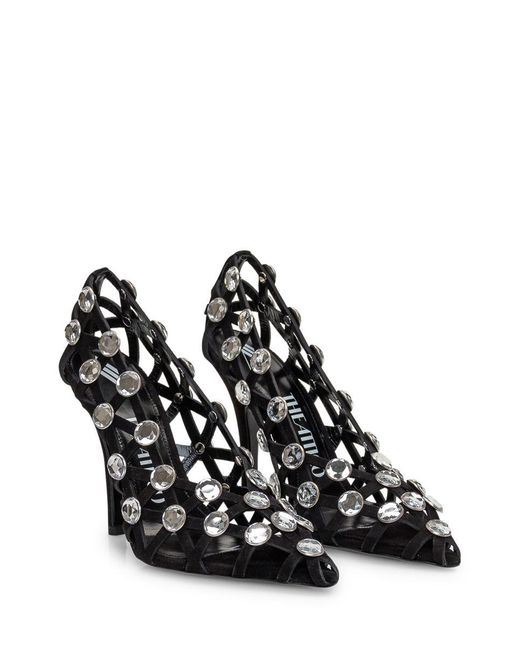 The Attico Grid rhinestone-embellished ballerina shoes - Black