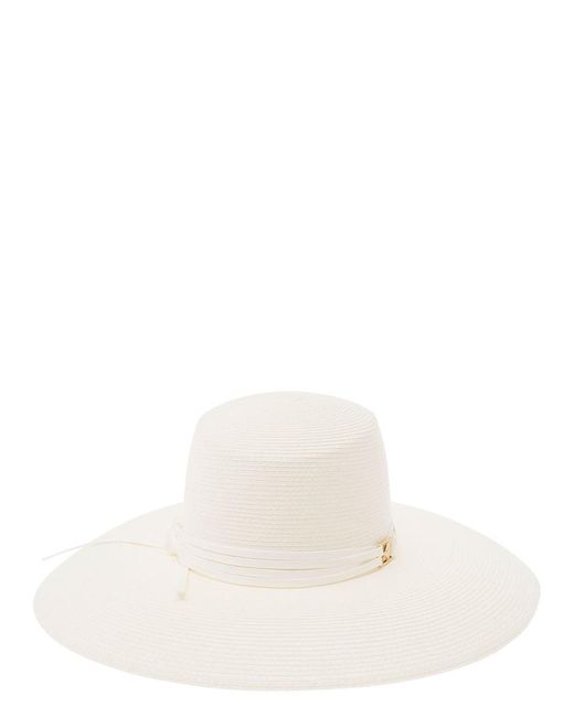 Alberta Ferretti White Straw Hat