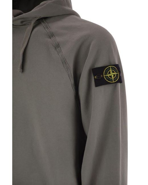 Stone Island Gray Oversized Hoodie With Raglan Sleeves for men