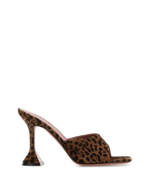 AMINA MUADDI Brown Printed Suede Lupita Mules