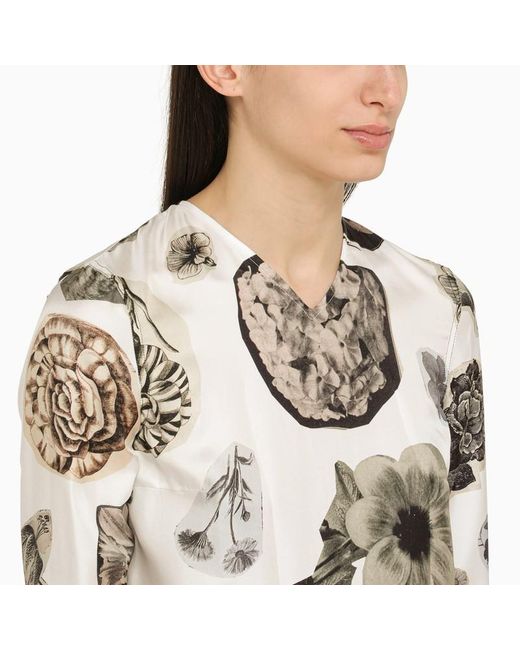 Marni White Flower Collage Print Dress