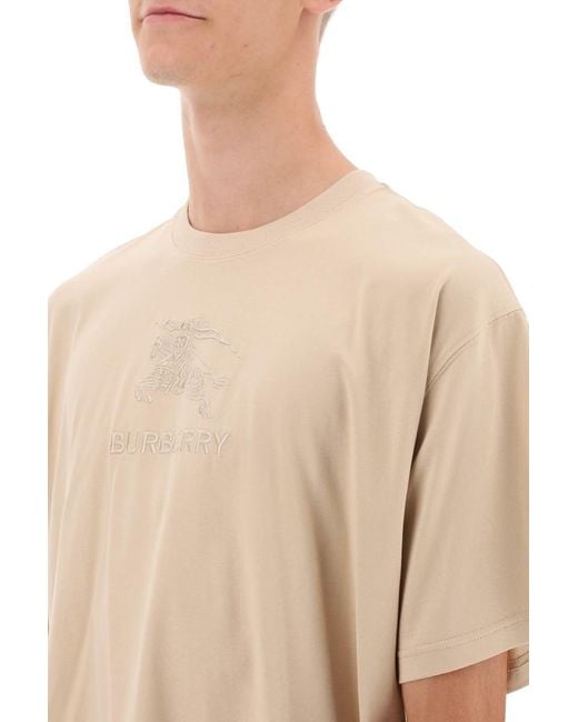 Burberry Natural Tempah T Shirt With Embroidered Ekd for men
