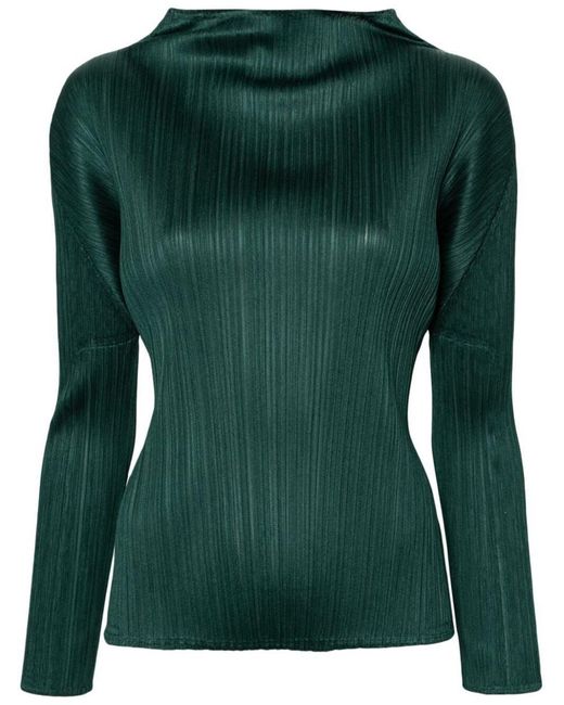 Pleats Please Issey Miyake Green New Colorful Basics 3 Sweater