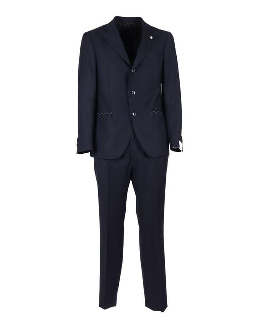 Luigi Bianchi Blue Single-Breasted Suit for men