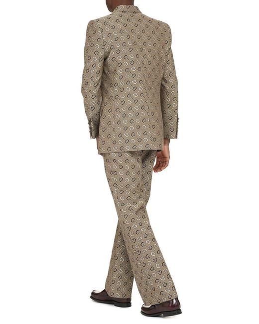 Gucci Brown Double-breasted Logo-jacquard Cotton And Wool-blend Twill Blazer for men