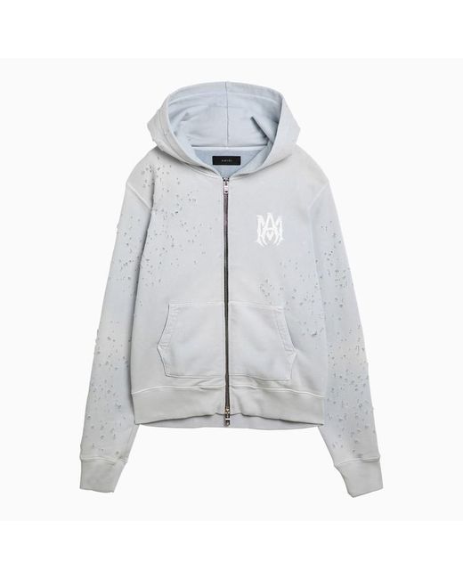 Amiri Gray Hoodie With Wear And Tear for men