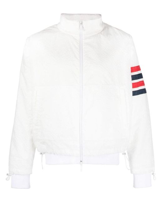 Thom Browne White 4-Bar Stripe Ripstop Jacket for men